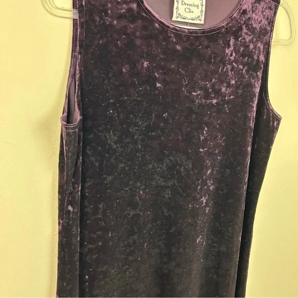 Vintage Dressing Clio Witchy Gothic deep purple tank purple velvet maxi dress M - Picture 4 of 10